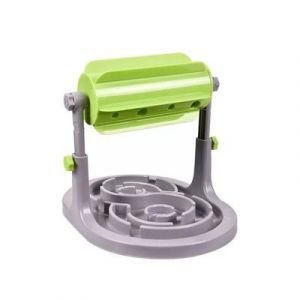 Anti-cocke pet feeder Roller type food drain bowl - green