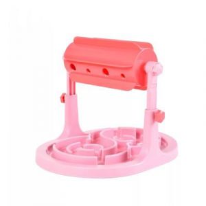 Anti-cocke pet feeder Roller type food drain bowl - pink