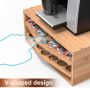 Bamboo 2-tier Bamboo Coffee Pod Holder Storage Organizer with Drawer for Keurig K-Cup Pods - HY1643