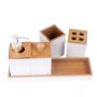 Bamboo Bathroom Essentials Accessory 5-Piece Set - 30*9*12.5 cm - HY2401