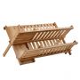 Bamboo Dish Rack Drying Drainer 2 Tier Wooden Utensil Dryer - HY1707