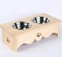 Bamboo Dog and Cat Feeder Table Set, Pet Solid Wood Food and Water Bowls - ZM7611C