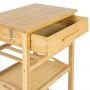 Bamboo Rolling Kitchen Island Storage Bakers Cart Drawer & Shelves - ZM7907