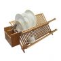 Bamboo Scissor Style Folding Dish Rack W/Flatware Holder Set - HY1711
