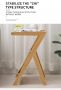 Bambusowy stolik z ratanową półką – ciemnobrązowy, długość 45 cm