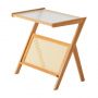 Bambusowy stolik z ratanową półką - jasnobrązowy, szerokość 55 cm