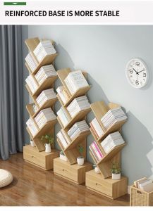 Biblioteczka, regał na książki w kształcie drzewa 7-poziomowy z szufladą
