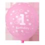 Birthday party balloon set 1-year-old girl - silver-white & pink