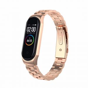 Classic Stainless Steel Belt Metal Bands for Xiaomi Mi Band 3 / 4 - rose gold