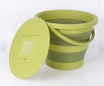 Collapsible Bucket - 15L Green (with Cover)