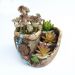 Dekoracyjna ceramiczna doniczka / donica z krajobrazem – koło wodne, kolor piskowy