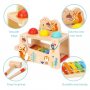 Drewniana zabawka dla dzieci wbijak sensoryczny z młoteczkiem cymbałki 2w1