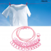 Elastyczna linka do suszenia prania z 12 klamerkami - różowa