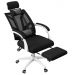 Ergonomiczny, obrotowy fotel biurowy, krzesło z zagłówkiem i podnóżkiem - biały