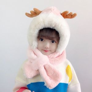 Hat and scarf in one-deer -light pink-Suitable for ages one to seven