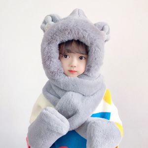 Hat and scarf in one-grey-Suitable for ages two to twelve （321）