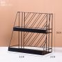 Iron double-layer cosmetic storage rack stripes - black