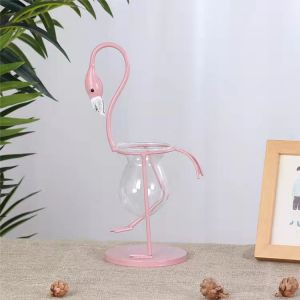 Iron Flamingo ornaments, hydroponic flower vessels, glass containers plant floral arrangements - one foot