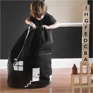 Kids room decorating storage house shape bag - black