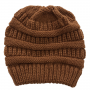 knitted hat ponytail hole - burnt sugar