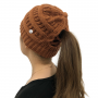 knitted hat ponytail hole - burnt sugar