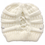knitted hat ponytail hole - white