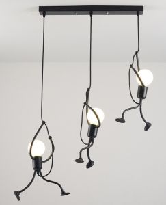 Lampa sufitowa Loft - czarna, ludziki Humanoid LED typ.III