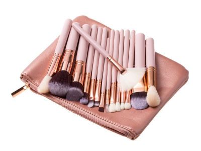 Makeup brush with bag - pink