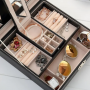 Modern jewelry box with big mirror inside 25*25*8.5cm- black