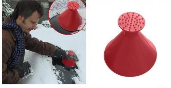 Multifunctional vehicle glass snow shovel 14.5*10.5cm - red