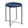 Nordic metal round iron table with tray - blue