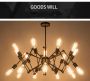 Nordic spider iron industrial chandelier lamp 18 bulbs- black(without bulb)