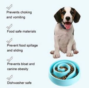 Pet food bowl anti-choke - blue