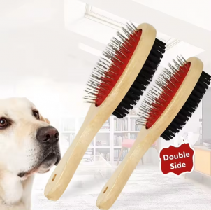 Pets wooden comb Double side straight comb - Size:M