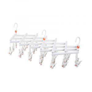 Plastic folding clothes hanger-29 clips -white