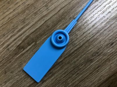 Plastikowa plomba zaciskowa z unikatowym kodem - niebieska
