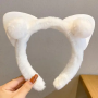 Pluszowa opaska z uszami kota - biała