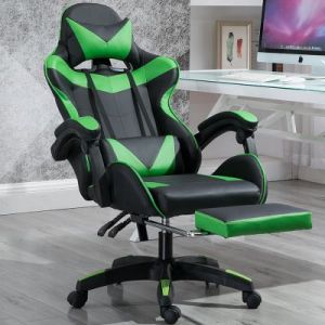 Racing office chair with footrest - Green/Black