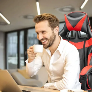 Racing office chair with footrest - Red/Black
