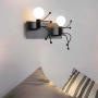 Retro wrought minimalist little iron man wall lamp- Double white type(without bulb)