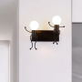 Retro wrought minimalist little iron man wall lamp-Type 1(without bulb)
