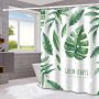 Shower Curtain (180 Width, 200 Height) - Green Leaves Design