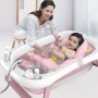 Silikonowa, składana wanienka dla niemowląt - różowa