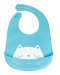 Silikonowy śliniak z kieszonką dla dzieci - błękitny, kot