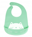 Silikonowy śliniak z kieszonką dla dzieci – zielony, kot