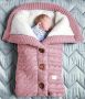 Sleeping bag with buttons, outdoor baby knitting stroller 68*40 - dark Pink