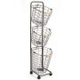 Three layers wheeled loundry oval wire basket - white