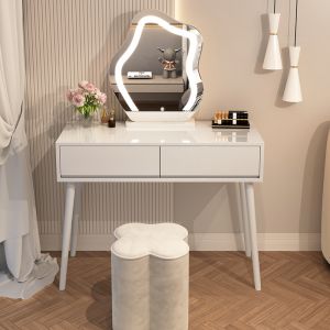 Toaletka kosmetyczna w Stylu Francuskim / komplet mebli blat 80 cm - kolor kremowy