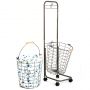 Two layers wheeled loundry oval wire basket - white