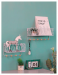 Wall decoration shelf with hooks 35.5*12 - white